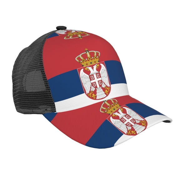Curved Trucker Hat Wave Serbian Flag Adjustable Mesh Back Baseball Snapback Cap For Men