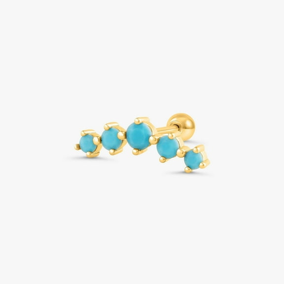 Curved Turquoise Flat Back Piercing Earring