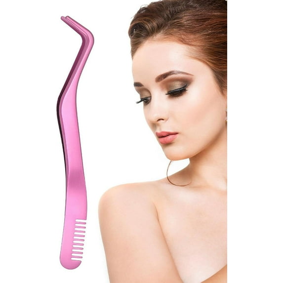 Curved Tweezers for Lashes | Stainless Steel Eyelash Extension Tweezer,Lash Tweezers for Eyelash Clusters with Comb, Eyelash Extension Tools for Women and Girls