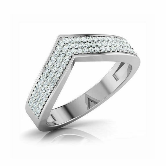 Curved V Shape Engagement Ring For Women 1.9 Ct Diamond 14K White Gold Over