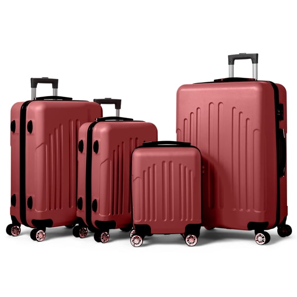 Curved Vertical Stripe 4-in-1 Trolley Case - Retro Red