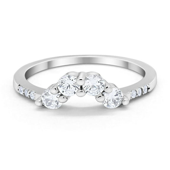 Curved Wedding Eternity Band CZ 925 Sterling Silver Ring Size 4