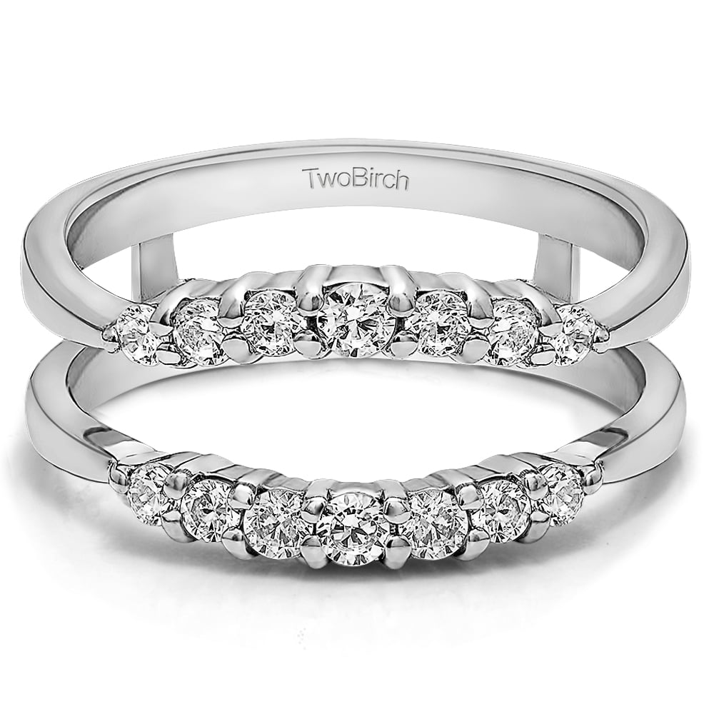 Curved Wedding Ring Guard Enhancer in Sterling Silver (0.35ctw)
