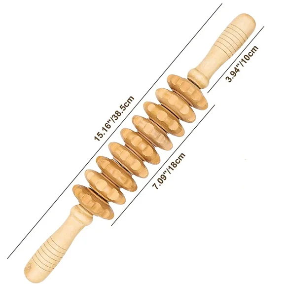 Curved Wood Roller for Stomach Cellulite,Wooden Therapy Massage Tool for Body Shaping,Wood Massager Stick for Lymphatic Drainage