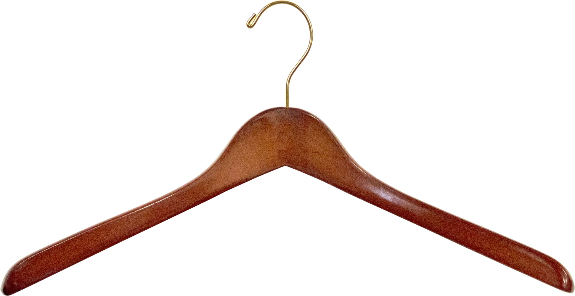 Curved Wooden Top Hanger with Mahogany Finish and Brass Hardware by ...