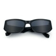 thumbnail image 1 of Curved Wrap Folded Lens Minimal Rectangular Retro Fashion Sunglasses All Black, 1 of 1