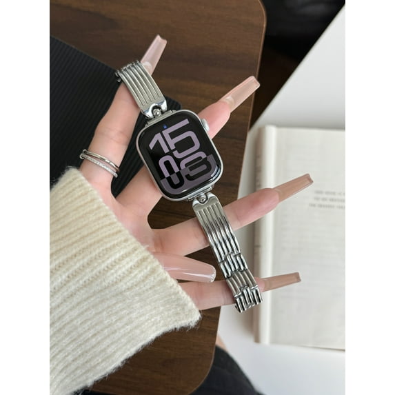 Curved metal Apple watch strap, 38mm 40mm 41mm 42mm 44mm 45mm Unisex Bands,Apple Watch Strap for Series SE 1-9
