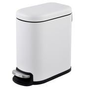 Acento 1.3 gal., Curved Rectangular Soft Close Premium Pedal Waste Bin Bedroom, Bathroom, Home and Office, Step On Trash Can, Matte White