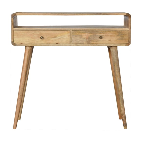 Curved solid wood oak console table for versatile home decor to elevate living space