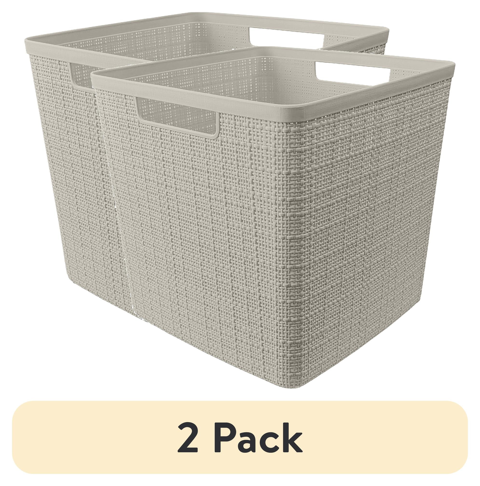 Curver Jute Cube Plastic Storage Basket Beige Walmart Com