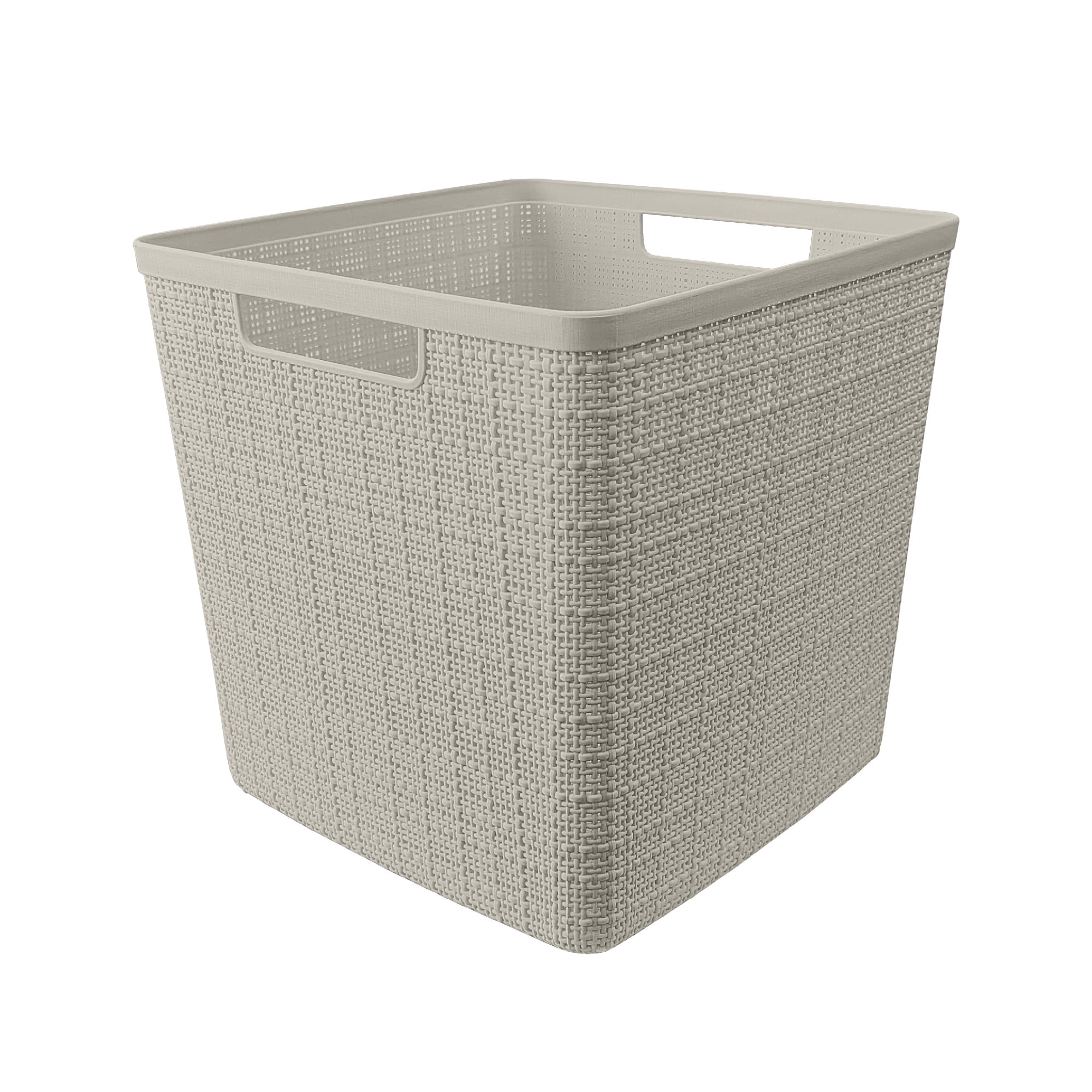 Curver Jute 11" Cube Plastic Storage Basket, Beige