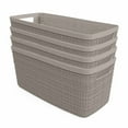 Curver Jute Basket Half Medium, Resin Plastic Storage Bin, Warm Grey, 4