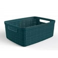Curver Jute Basket Small 2pk, Resin Plastic Storage Bin, Aqua Slate