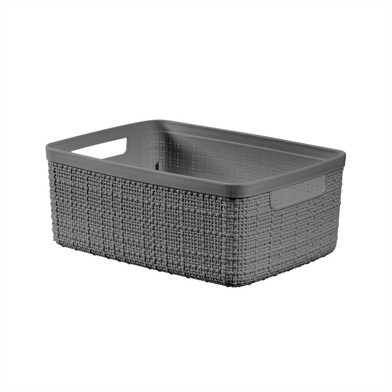 Curver Jute Small Grey Plastic Storage Basket 