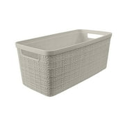 Curver Jute Narrow Beige Plastic Decorative Storage Basket, 13.6 in x 6.7 in x 5.7 in