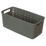 Curver Jute Narrow Gray Plastic Decorative Storage Basket, 13.6 in x 6.7 in x 5.7 in