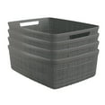 Curver Jute Smedium Basket, Resin Plastic Storage Bin, Grey Flannel, 4