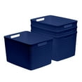 thumbnail image 1 of Curver Set of 4 Jute Basket Large Durable Resin Organization and Storage Basket Bin, Blue, 1 of 10