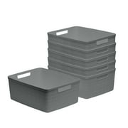 Curver Set of 6 Jute Basket Medium Durable Resin Organization and Storage Basket Bin, Grey