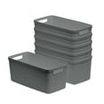 thumbnail image 1 of Curver Set of 6 Jute Basket Slim Durable Resin Organization and Storage Basket Bin, Grey, 1 of 10