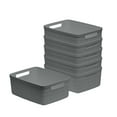 thumbnail image 1 of Curver Set of 6 Jute Basket Small Durable Resin Organization and Storage Basket Bin, Grey, 1 of 11