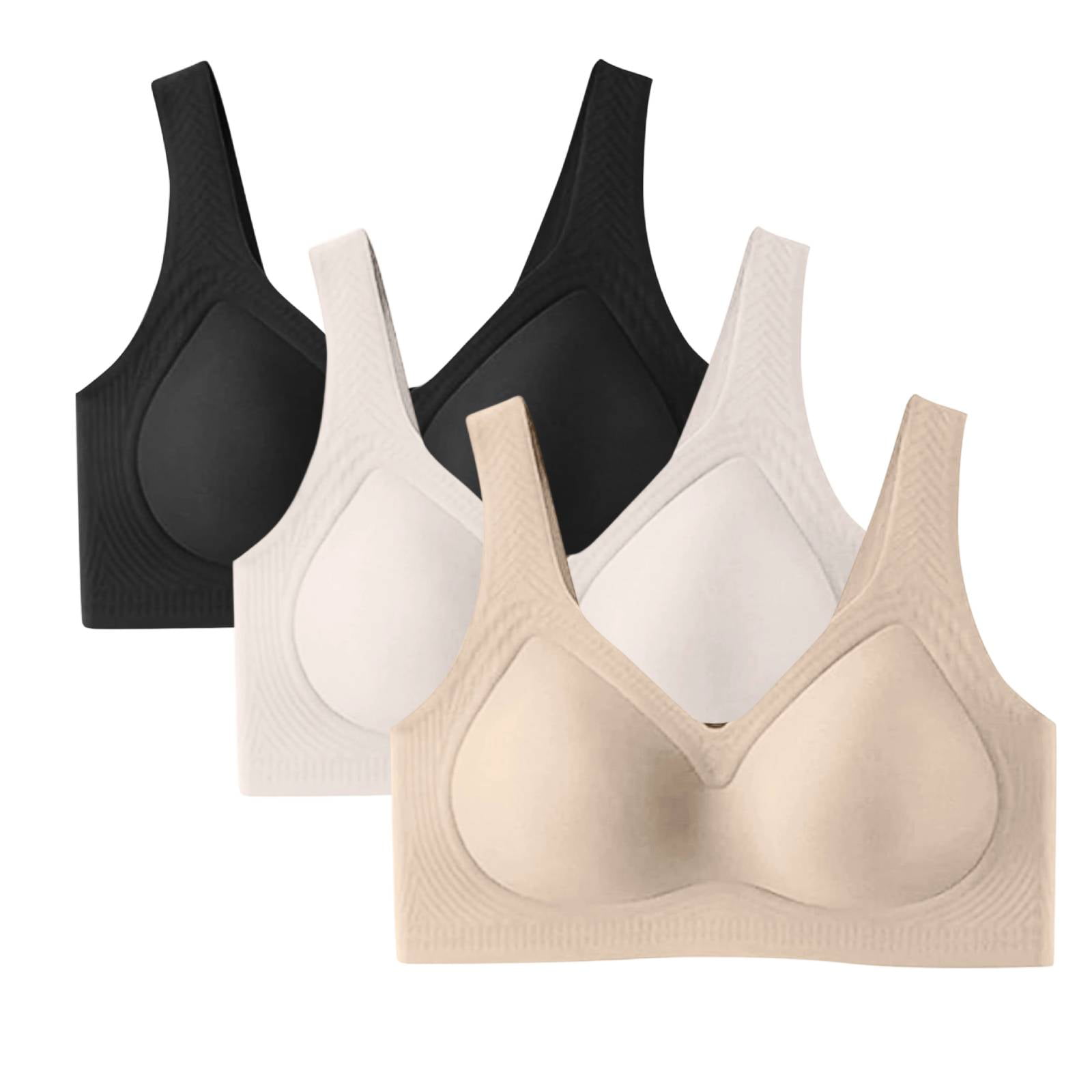 DEANGELMON Sujetadores Sin Costuras Para Mujer, Sin Varillas, Suaves Y Sin Varillas, Con Cuello En V Y Acolchados, 1 Rosa