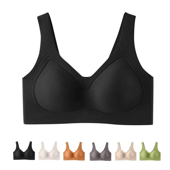 Jelly Bras for Women, Lifting Wirefree Supportive Push up Soft Breathable Black Bras for Women