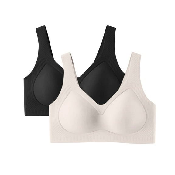 Sailboat Jelly Bras for Women, Lifting Wirefree Supportive Push up Soft Breathable 2 Pack Black Complexion Bras for Women