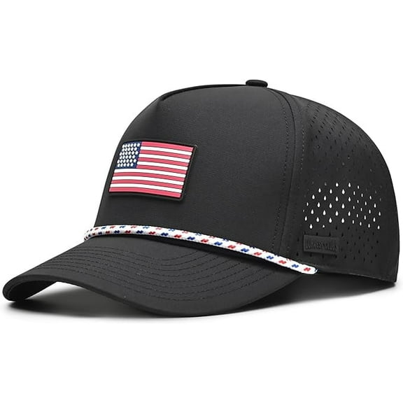 Curves & Clubs USA Golf Rope Hat – American Flag Golf Cap, Performance Hat – Adjustable, Breathable