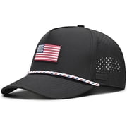 Curves & Clubs USA Golf Rope Hat   American Flag Golf Cap, Performance Hat   Adjustable, Breathable