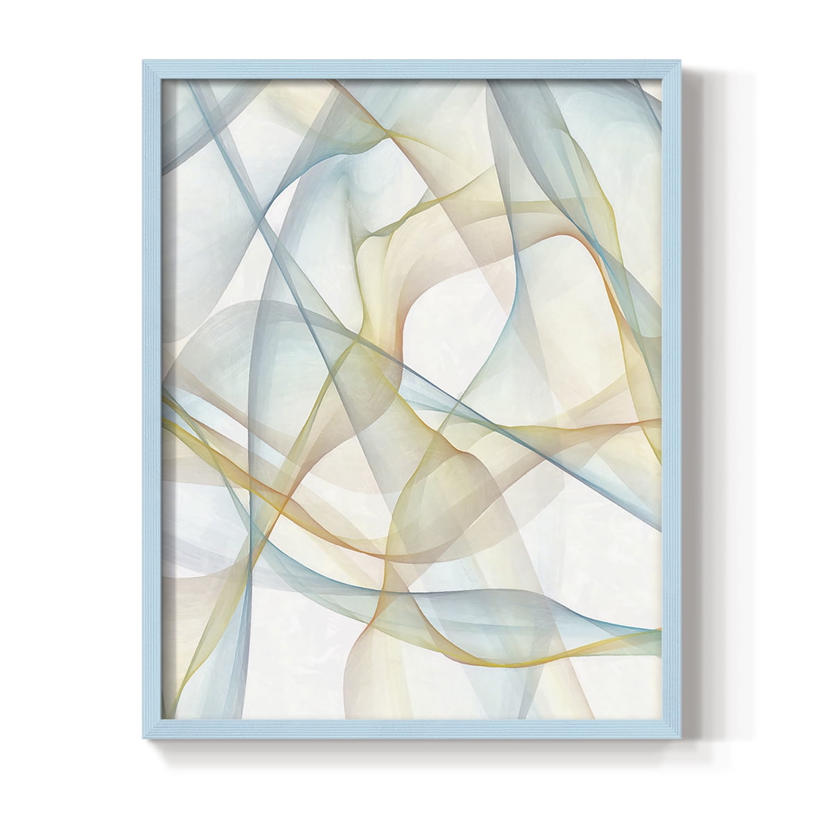 Curves and Waves III Framed Print in Blue Solid Wood Framed Print No Nail Hanging