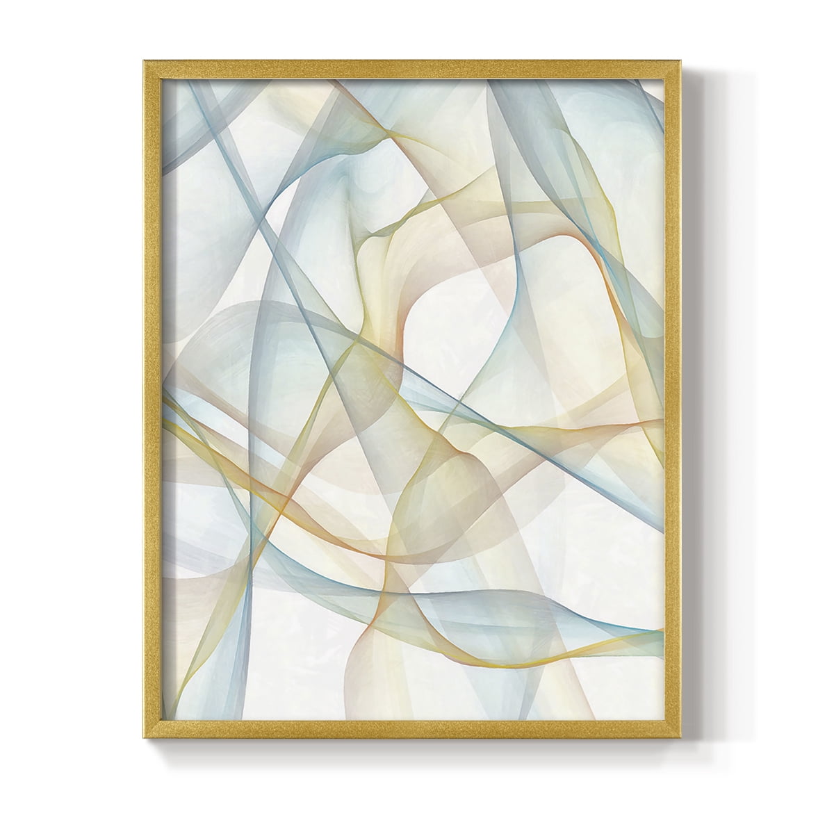 Curves and Waves III Framed Print in Gold Solid Wood Framed Print No Nail Hanging