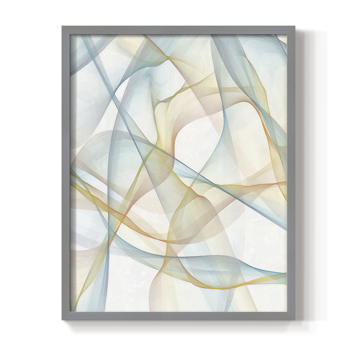 Curves and Waves III Framed Print in Gray Solid Wood Framed Print No Nail Hanging