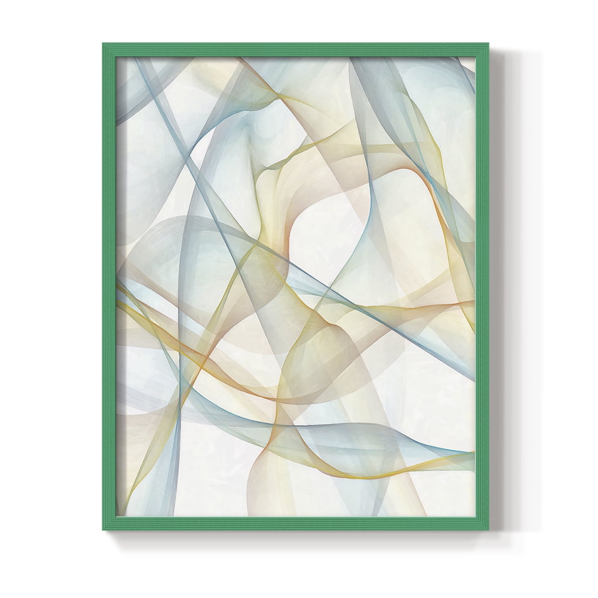 Curves and Waves III Framed Print in Green Solid Wood Framed Print No Nail Hanging