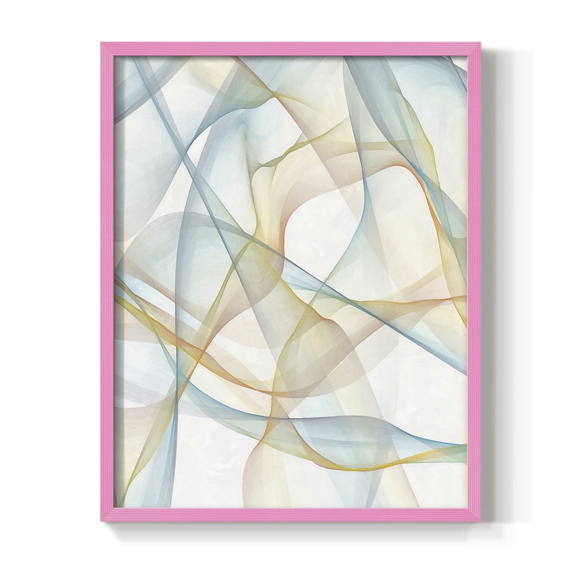 Curves and Waves III Framed Print in Pink Solid Wood Framed Print No Nail Hanging
