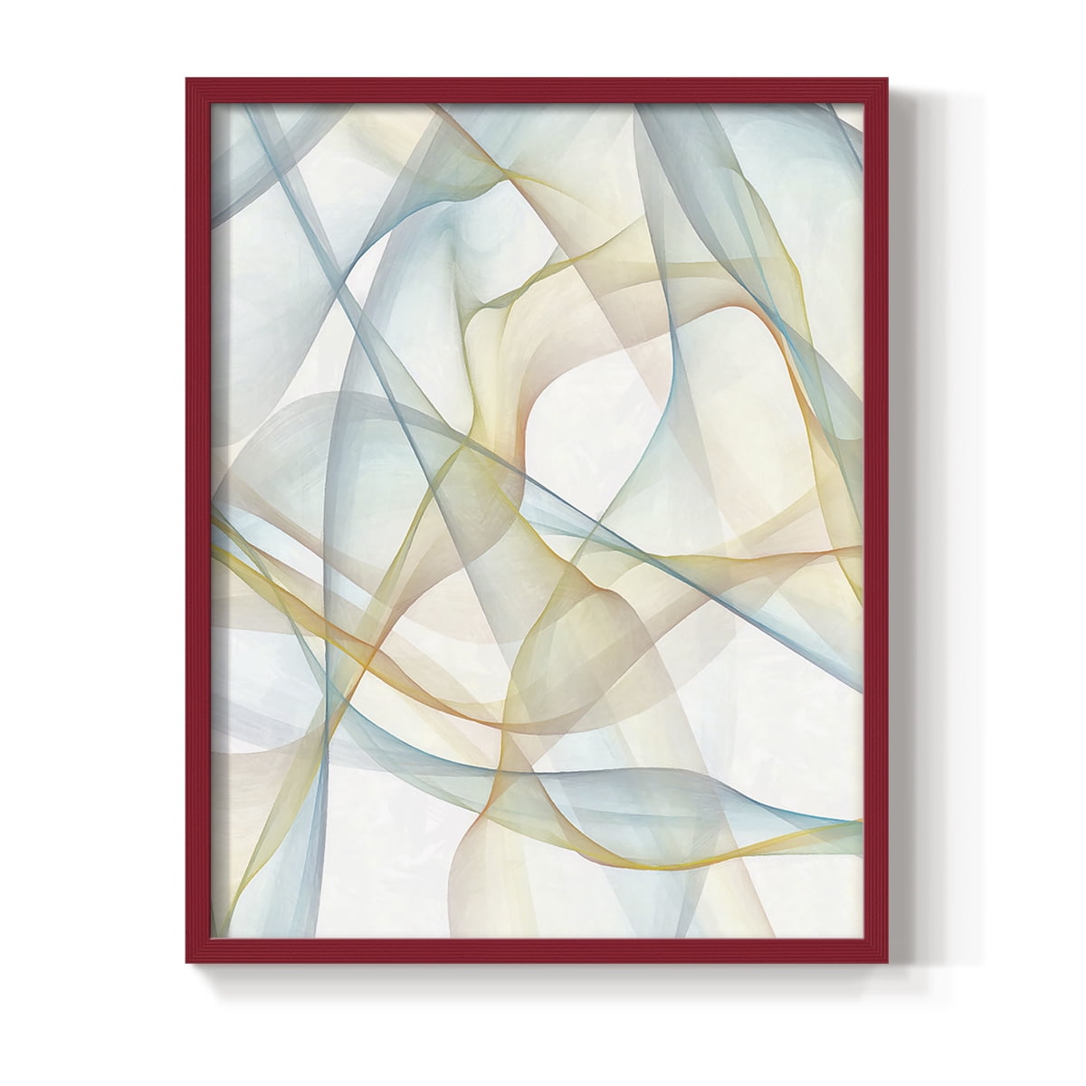 Curves and Waves III Framed Print in Red Solid Wood Framed Print No Nail Hanging