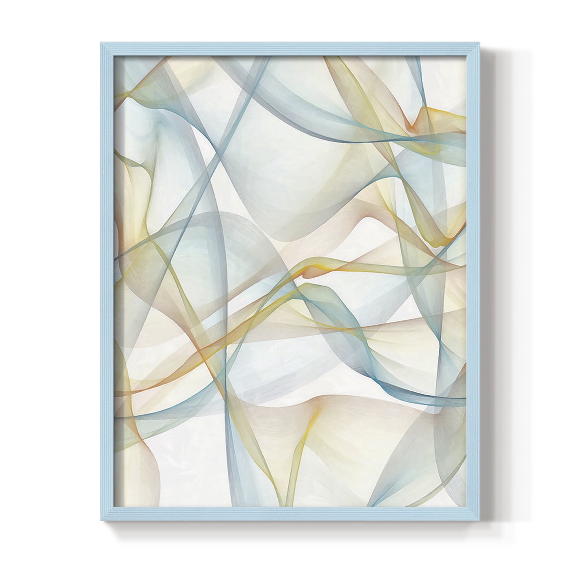 Curves and Waves IV Framed Print in Blue Solid Wood Framed Print No Nail Hanging