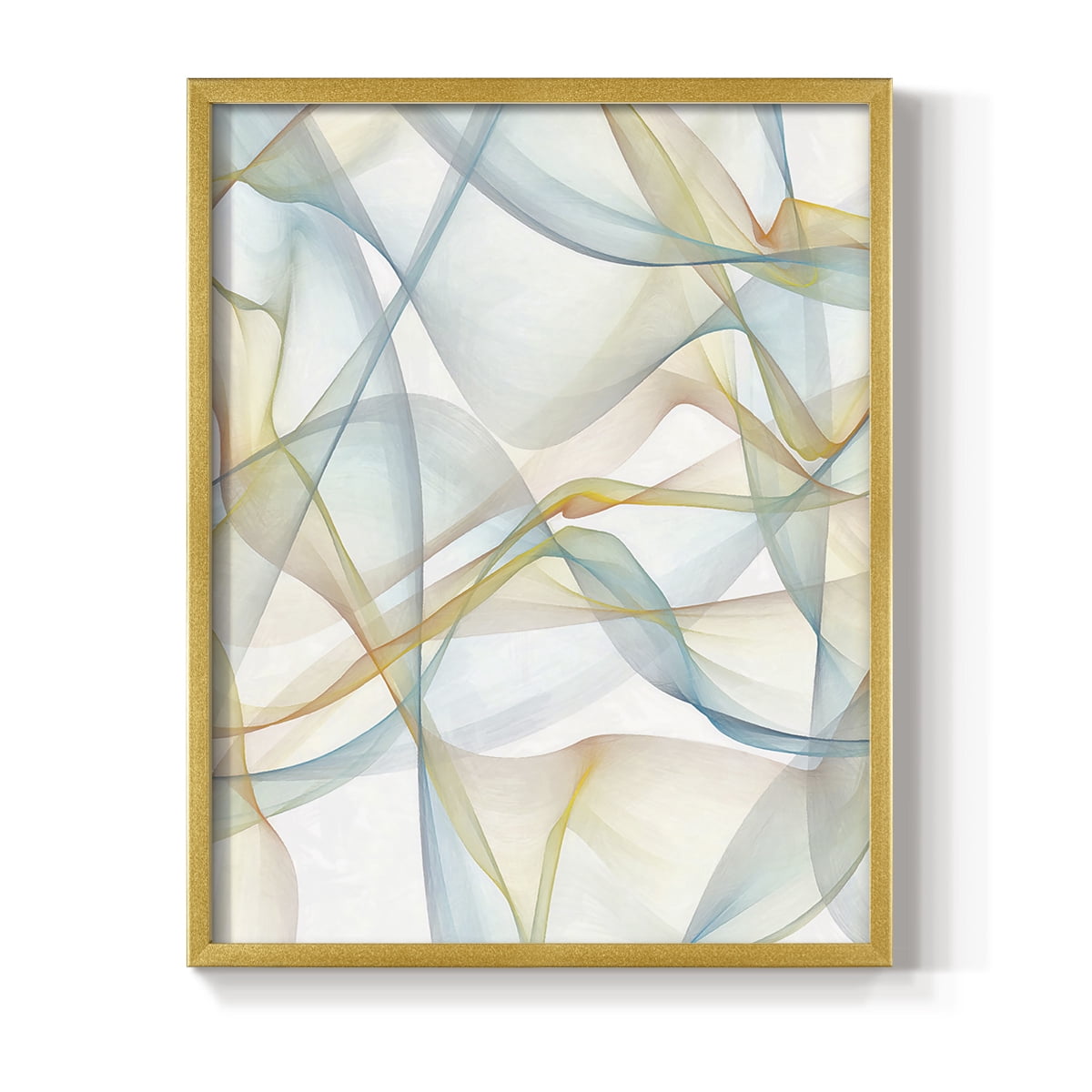 Curves and Waves IV Framed Print in Gold Solid Wood Framed Print No Nail Hanging