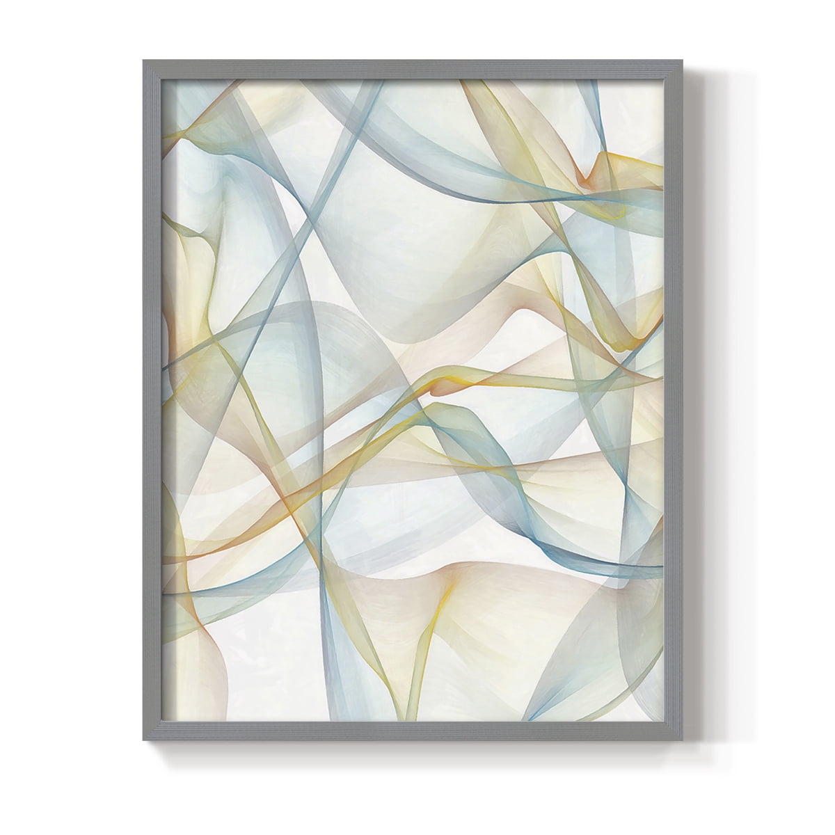 Curves and Waves IV Framed Print in Gray Solid Wood Framed Print No Nail Hanging