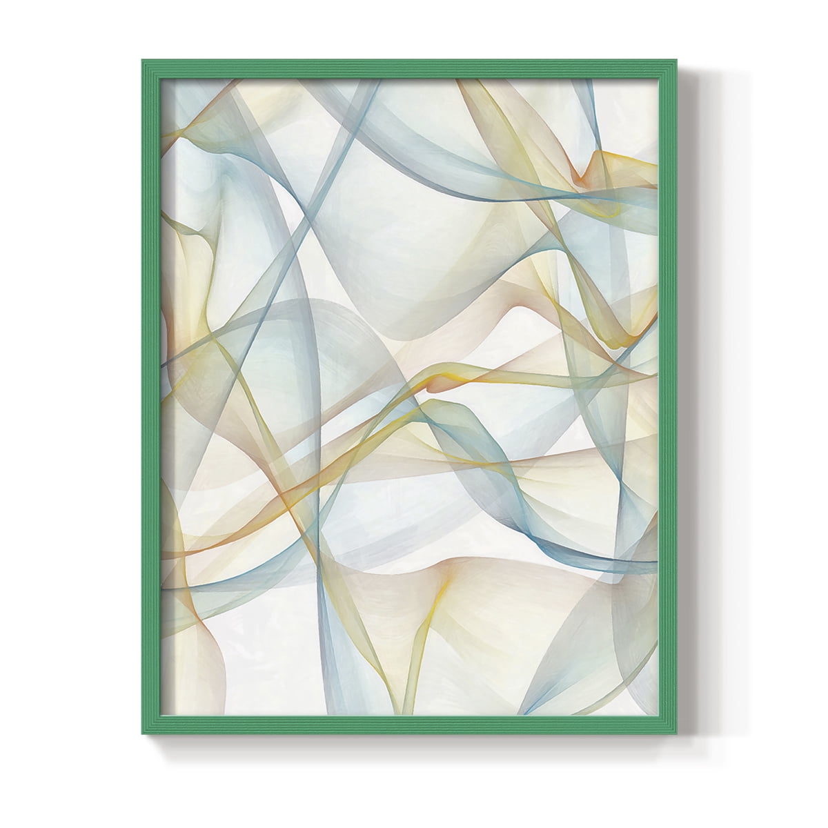 Curves and Waves IV Framed Print in Green Solid Wood Framed Print No Nail Hanging