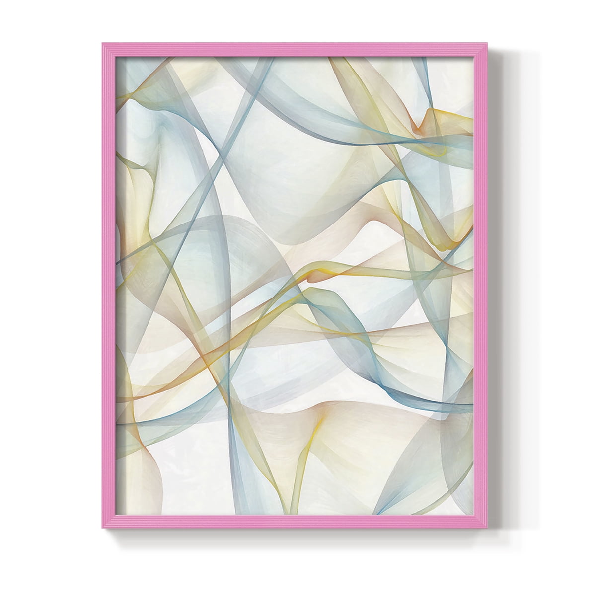 Curves and Waves IV Framed Print in Pink Solid Wood Framed Print No Nail Hanging