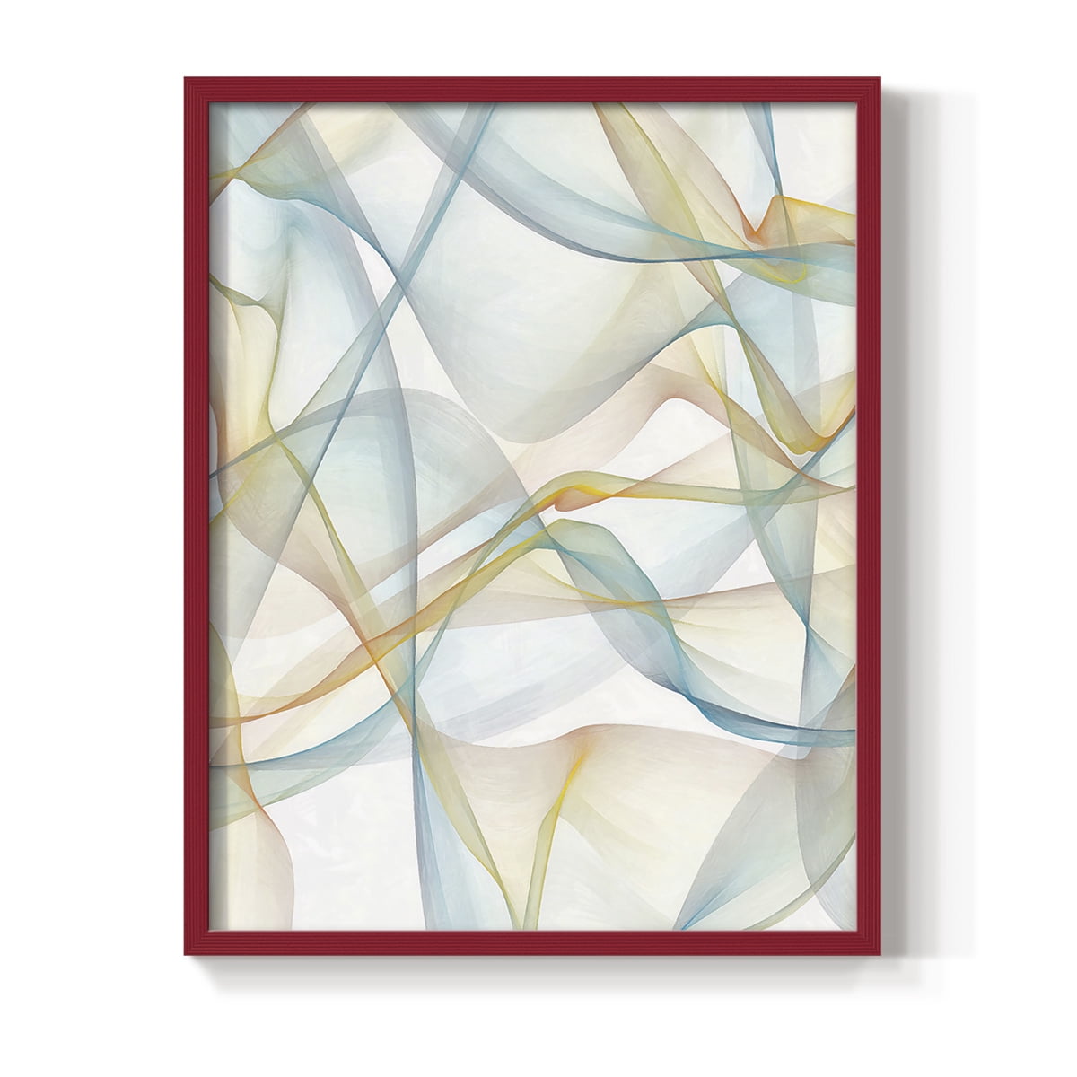 Curves and Waves IV Framed Print in Red Solid Wood Framed Print No Nail Hanging