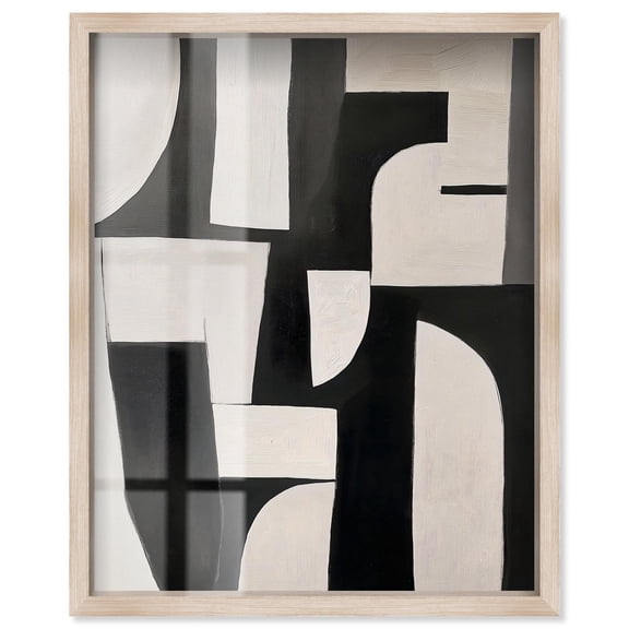 Curvilinear Contrast II Shadowbox Print Midcentury Art by Art Remedy, Blonde Frame, 16 x 20