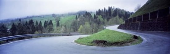Curving Road Switzerland Canvas Art - Panoramic Images (36 x 12)