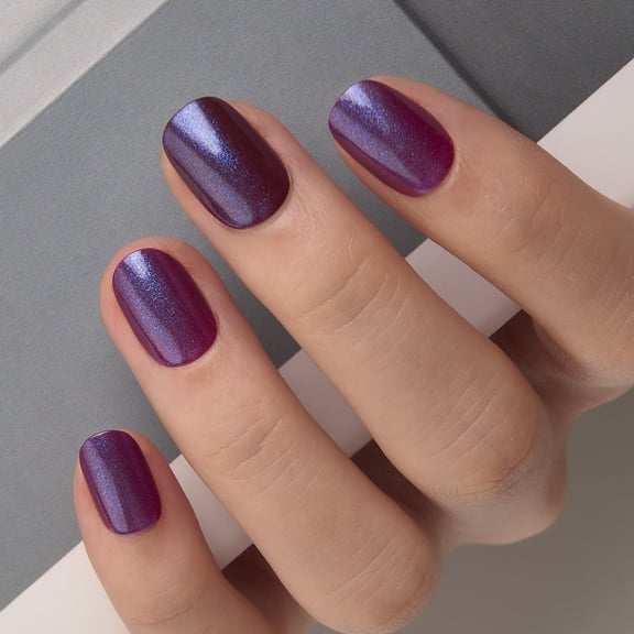 Curvlife extra short oval Fake Nails solid purple glossy shiny 2 Week Wear Damage Free