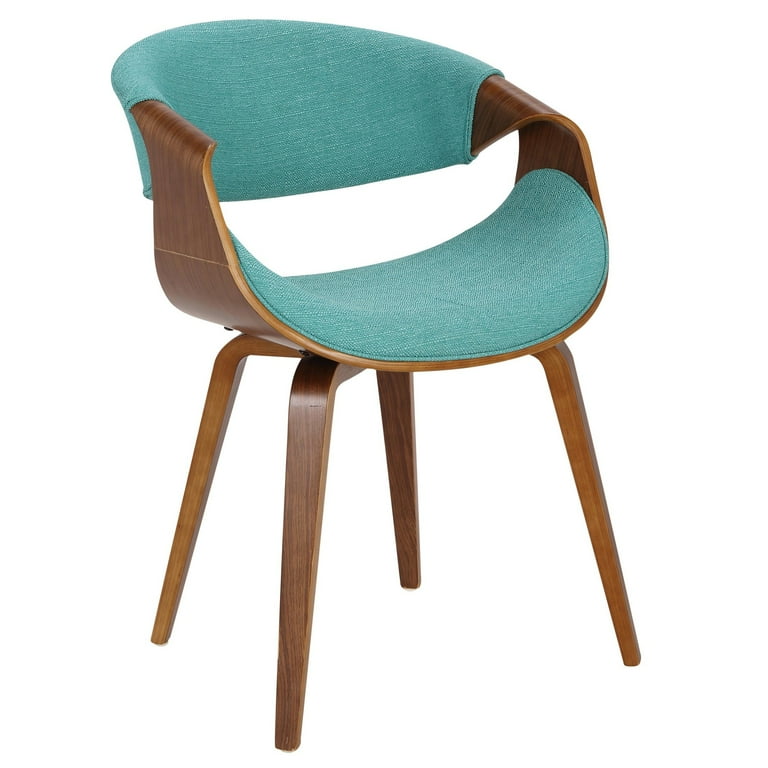 Curvo Mid-Century Modern Dining/Accent Chair in Walnut and Teal