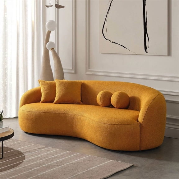 Curvy Boucle Sofa in Drake Japandi Style with Comfortable Foam