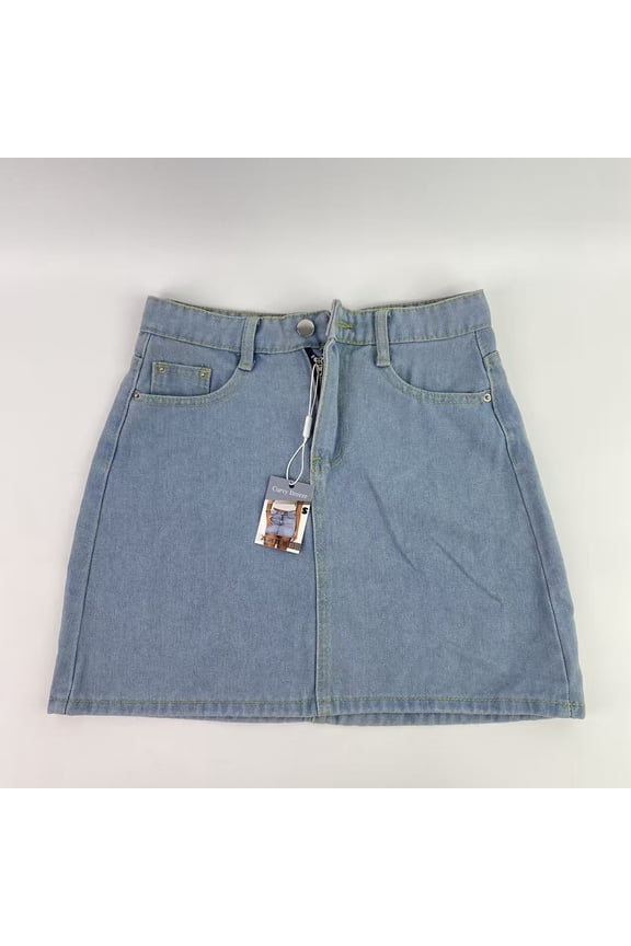Denim skirts,Womens Denim Skirt Casual Mini Jean Skirt Stretch Low Waist Jean Skirt for Women Zip Fly Denim Mini Skirts - S