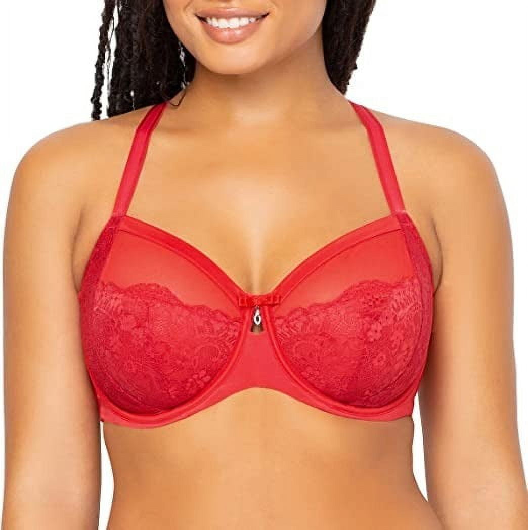 Europe and the United States fashion France lace sexy thin burst deep V  burst models retro color BCD cup bra set Color: skin, Cup Size: 85B