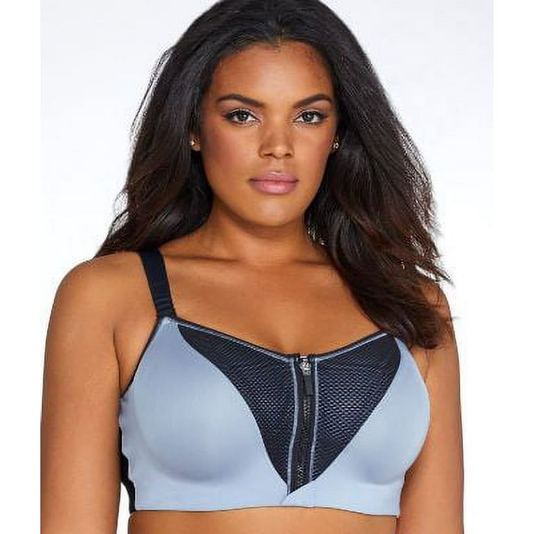 Curvy Couture DUSTY BLUE Zip Fit Mid-Impact Underwire Sports Bra, US 42C 